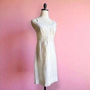 Vintage 50s White Cotton Slip Dress | 1950s Edwardian Style Lingerie Nightgown